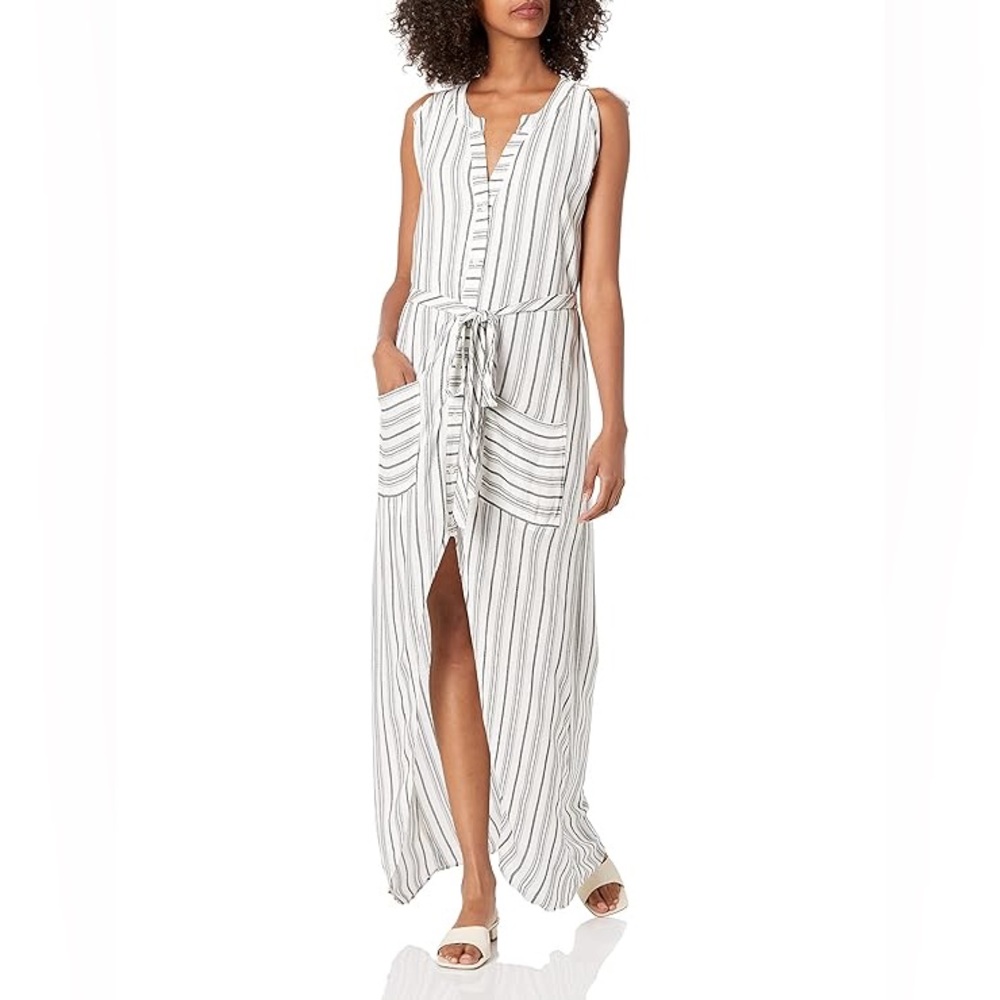 Bcbgeneration black and white striped high low dress Sz S